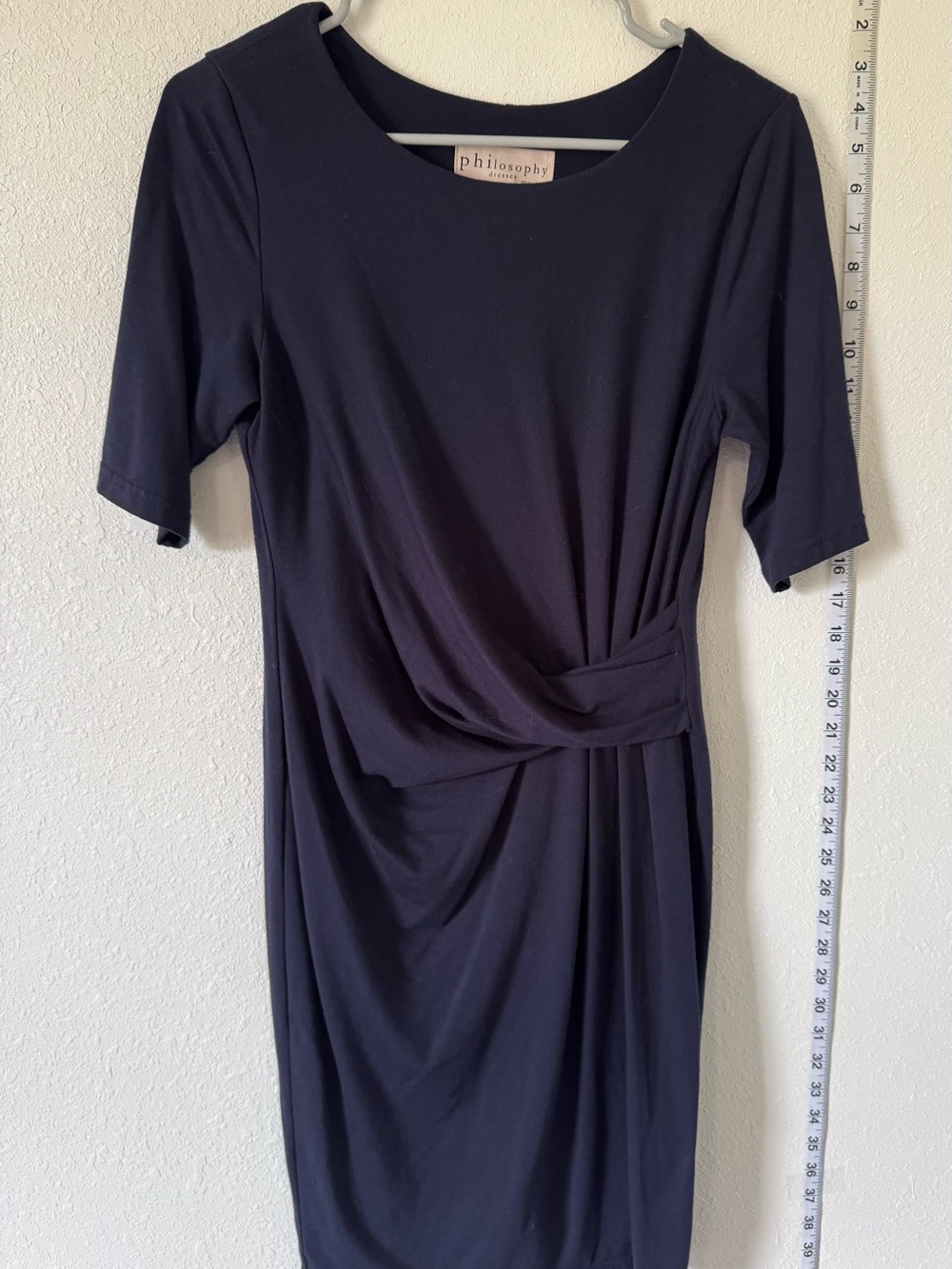 Philosophy Navy Twist-Front Midi Dress Size Small